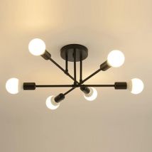 Comely - Sputnik - Lámpara de araña de 6 luces, acabado de pintura negra E27, lámpara colgante, lámpara de techo industrial vintage, se aplica a la