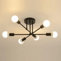 Plafonnier industrielle, Sputnik Lustre 6 Lumières, Noir Finition Peinture E27 Suspension Luminaire Vintage Postuler à Salon Chambre Salle à Manger