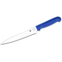 STE-K04SBL Utility Knife de Küche de gezackte Klinge SpyderEdge de Stahl MBS-26 de 16,5 cm de lang mit Griff de Polypropylen de Farbe blau - Spyderco
