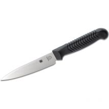 Spyderco - STE-K05PBK Cuchillo Utilitario de Cocina de hoja lisa de acero MBS-26 de 11.4 cm de largo con Mango de polipropileno de color negro