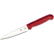 STE-K05SRD Couteau utilitaire de Cuisine de lame dentelée SpyderEdge de acier MBS-26 de 11.4 cm de long avec manche de polypropylène de couleur rouge