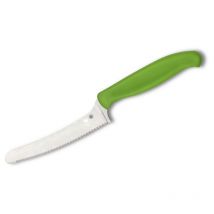 Spyderco STE-K13SGN Coltello da cucina multiuso Z-Cut Roma Point Lama seghettata in acciaio CTS BD1N lunga 10,9 cm con manico in polipropilene verde