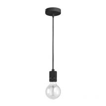Sospensione Industrial Flash Metallo Nero Satinato e Stoffa Nera 1 Luce E27