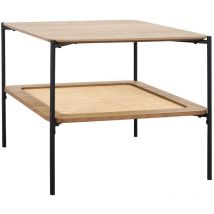 Sweeek - Square coffee table with wood effect and cane, Manado, Natural, 60x60x52 cm