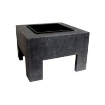Ivyline - Square Fire Pit & Square Console - Steel/Fibreclay - L58 x W58 x H40 cm - Granite