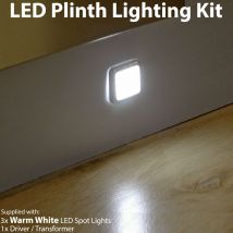 Loops - Square led Plinth Light Kit 3 warm white Spotlights Kitchen Bathroom Floor Panel