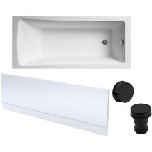 Balterley - Square Single Ended Bath, Front Panel and Black Waste - 1700 x 700mm