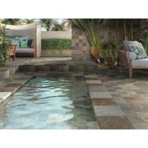 Azuliber - Carrelage sol extérieur Pierre de Bali Mix 30x60 cm - Polychrome