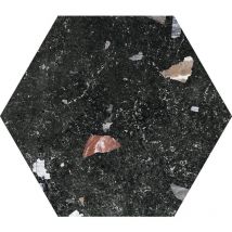 Carrelage hexagonal Granitia noir 22x25 cm