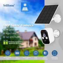 Srihome - SH033B Telecamera Wi-Fi Batteria Senza Fili,Visione Notturna a Colori, Rilevamento Persona,IP65,Audio,Pannello Solare