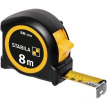 Stabila 19579 Maßband 8 m – Bandbreite 4,7 mm – Genauigkeitsklasse EG-Klasse II – Gehäusematerial ABS / TPE – Bandmaterial Stahl