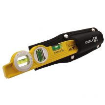 Stabila Torpedo-Wasserwaage Type 81 SV REM W360, 25 cm, Seltenerd-Magnet, drehbare Winkel-Libelle und Gürteltasche