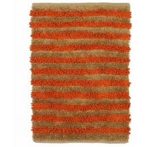 Thedecofactory - stabilo - Tapis bi-texture beige et orange 60x90