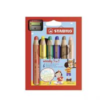 Stabilo - Lápices Woody 880 Unidades.6 con sacapuntas 4548 Azul