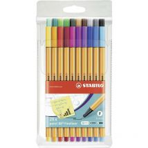 Liderpapel - stabilo point 88 8820 Stylo feutre fin jaune, orange, rouge, rouge foncé, rose, violet, lilas, bleu, bleu clair, bleu moyen, bleu