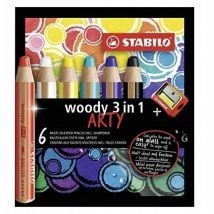 Woody Arty Buntstifte 3 In 1 6 Farben + Temp. Stabilo 7123