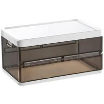 Bacs de rangement en plastique empilables avec couvercle, organisateurs de placard pliables, boîte de rangement, organisateurs de tiroirs pour