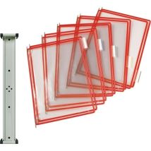 Staffa Da Parete 10 Pannelli Display Rossi Con Cornice In Filo, Ramati Per Din A4