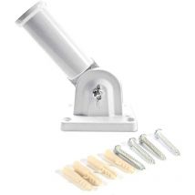 Staffa per asta portabandiera da muro, staffa per asta portabandiera regolabile, asta portabandiera in metallo bianco regolabile a 180 gradi con viti