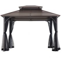Stahl Gazebo kaldi in Braun - 307cm x 336cm