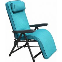 Stahl- und Stoffsairs mit Rückenlehne und Fußstütze in 6 Positionen Benevento einstellbar - LightSkyBlue - LightSkyBlue
