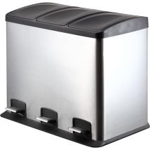 Abfalleimer 3x12 l für Mülltrennung 55,5x36x45h cm mit Pedal - King Home