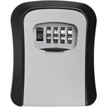 Stahlex - Schlüsselsafe mit Zahlenschloss, wetterfest, zur Wandmontage, ideal für Innen- und Außenbereich, 3-stelliger Code, schwarz/grau, 96 x 40 x