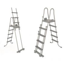Bestway Sicherheitsleiter 132 cm für Pools Metallrahmen, rutschfeste Stufen, korrosionsbeständig, 4 Stufen