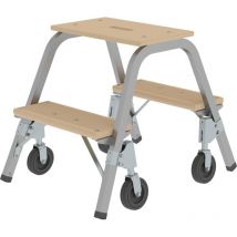 Stahl-Holz-Tritt mit Bockrollen 2 x 2 Stufen - 039012 - Günzburger Steigtechnik