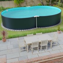 Stahlwandpool Achtform 540x350x120 Cm, Stahl 0,4 Mm Anthrazit, Folie 0,4 Mm Blau, Einhängebiese