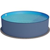 Stahlwandpool Rund Größe Wählbar, 120cm Tief, Stahl 0,4mm Anthrazit, Folie 0,4mm Blau, Einhängebiese 350