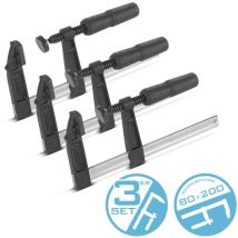 Stahlwerk - 3 x abrazadera de tornillo 80x200 mm Abrazadera de sujeción estable Abrazadera en f