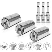 3 x chiave a bussola universale 7-19 mm presa multifunzionale per 3/8' - Stahlwerk