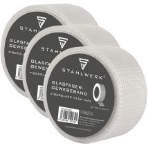 Stahlwerk - Bande tissée en fibre de verre, lot de 3, 20 m x 50 mm, bande de jointoiement autocollante pour la construction à sec / bande d'angle de