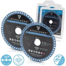 STAHLWERK Disque à tronçonner diamanté Multi Set de 2 pièces Acier Porcelaine Marbre PVC