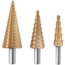 Stahlwerk - Forets étagés hss, jeu de 3 forets avec revêtement TiN et boîte aluminium