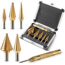 Stahlwerk - Juego de brocas escalonadas hss 6 piezas con recubrimiento TiN y estuche de aluminio