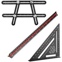 Juego de reglas con regla de medición multiángulo, regla triangular, triángulo angular - Stahlwerk