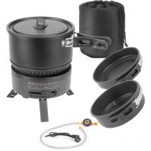 STAHLWERK Réchaud de camping 2 en 1 Réchaud électrique Réchaud à gaz Outdoor Camping Kit de cuisson