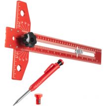 Stahlwerk - Règle de traçage angulaire en aluminium avec butée et crayon de marquage