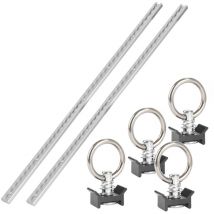 Stahlwerk - Rieles de amarre juego de 2 con anillas de amarre rieles aéreos de aluminio de 100 cm