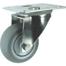 Atlas Workholders - Stainless Steel Swivel Plate Rubber Tyre Castor 125mm