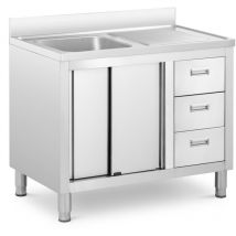 Royal Catering - Stainless Steel Commercial Kitchen Sink Base Cabinet Basin: 400x400x300 mm