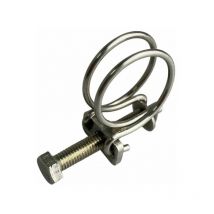 Stainless Steel Double Wire Hose Clips 13-16mm Pond Pipe Screw Tight Koi Fish Fitting Filter Pump Clamp x4 - Silver