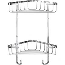 Croydex - Stainless Steel Medium Two Tier Corner Shower Caddy Basket with Hooks