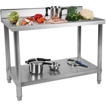 Royal Catering - Stainless Steel Table - 150 x 60 cm - Upstand - 130 kg - Kitchen Worktable