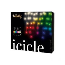Twinkly - Icicle – Guirlande Lumineuse Stalactite à led Contrôlée par Application avec 190 led rvb+w. Fil Clair. Intérieur et Extérieur