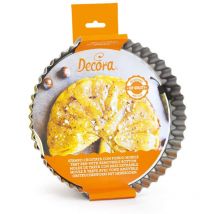 0070017 Stampo per Crostata con Fondo Mobile in Acciaio Antiaderente, Tonda ø 30 x h 3,5 cm, Rende facile Sformare i Dolci, Design Professionale