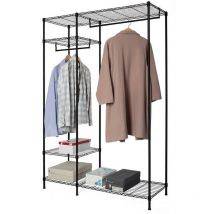 Mbi - Stand Appendiabiti In Metallo Nero Con Ripiani 120x45x180 Cm