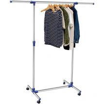 Stand Appendiabiti Singolo in Acciaio con Ruote Aste Telescopiche Regolabile